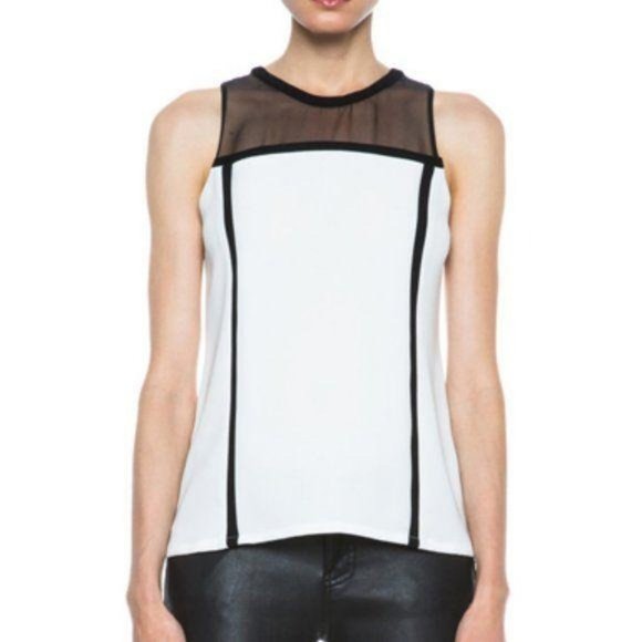A.L.C. Zaha Crew Neck Mesh Sheer Sleeveless Top